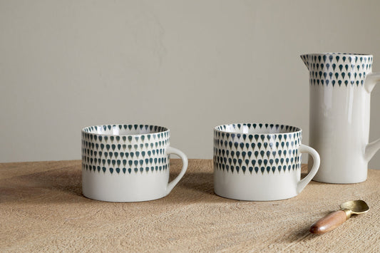 Tasse Juniper Drop - Crème et genièvre - Grande (lot de 2)