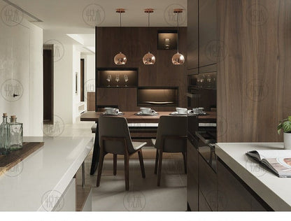 Table à manger nordique JOEL en bois massif et chaise minimaliste moderne 