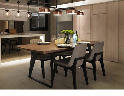 Table à manger nordique JOEL en bois massif et chaise minimaliste moderne 