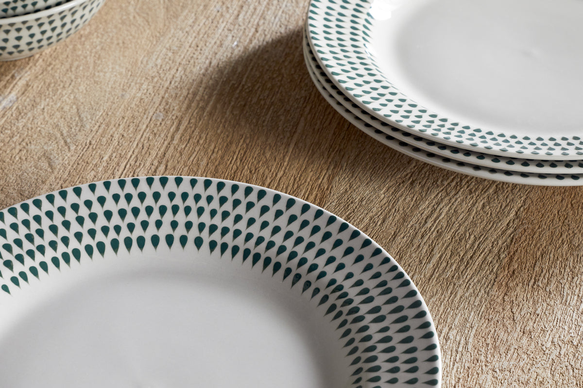 Service de table Juniper Drop – Crème et genévrier (lot de 12)