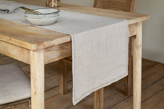 Tapis de passage en lin Junto - Naturel - Grand