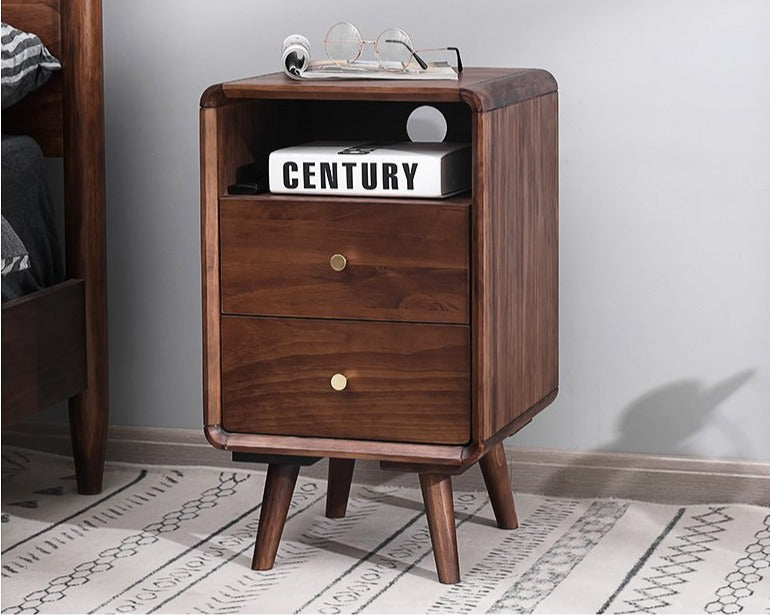Table de chevet nordique en bois massif JAMES, style chambre à coucher, 35 cm 