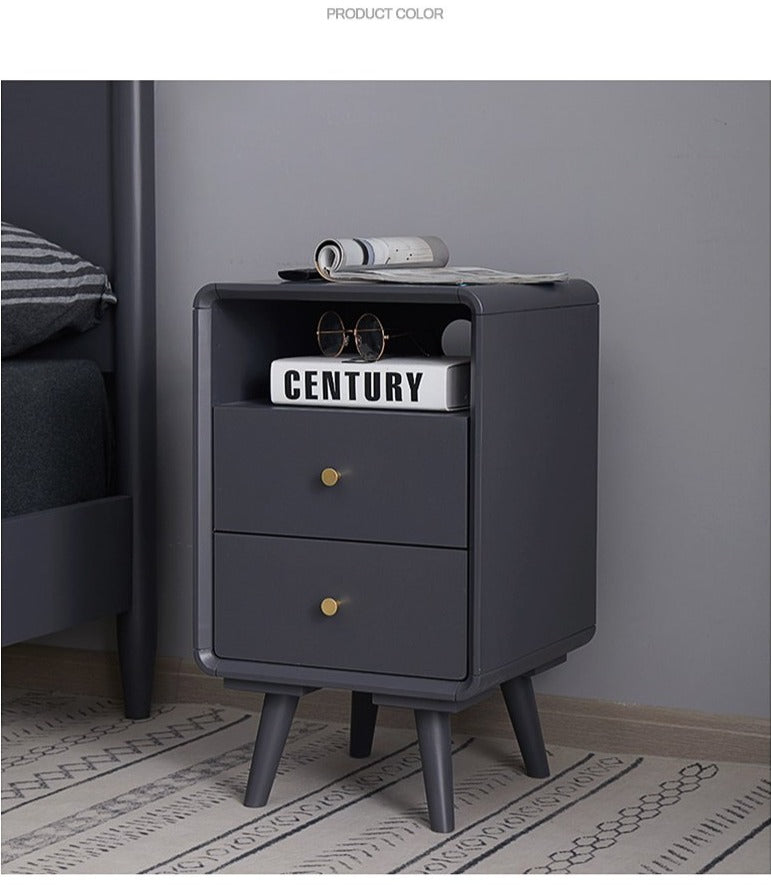 Table de chevet nordique en bois massif JAMES, style chambre à coucher, 35 cm 