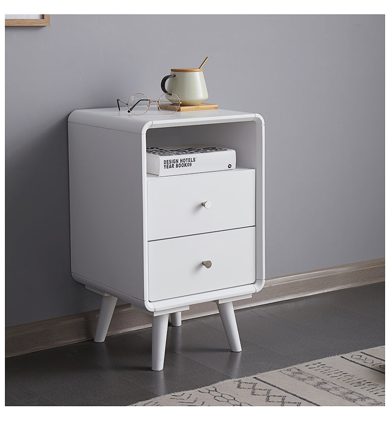 Table de chevet nordique en bois massif JAMES, style chambre à coucher, 35 cm 