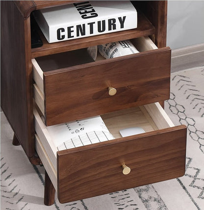 Table de chevet nordique en bois massif JAMES, style chambre à coucher, 35 cm 