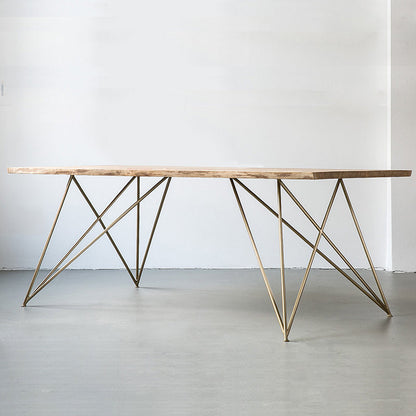 Table à manger en bois massif Jesse Table de conférence moderne et minimaliste en bois massif