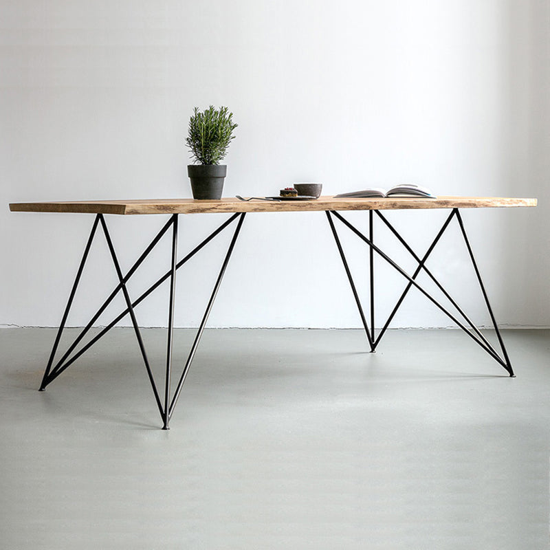 Table à manger en bois massif Jesse Table de conférence moderne et minimaliste en bois massif