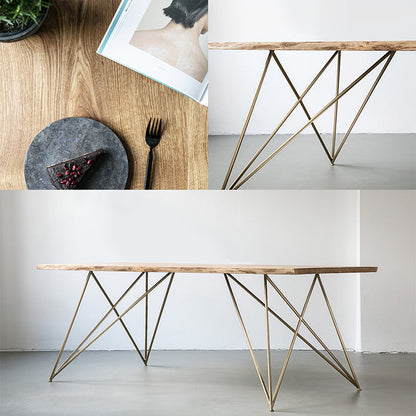 Table à manger en bois massif Jesse Table de conférence moderne et minimaliste en bois massif