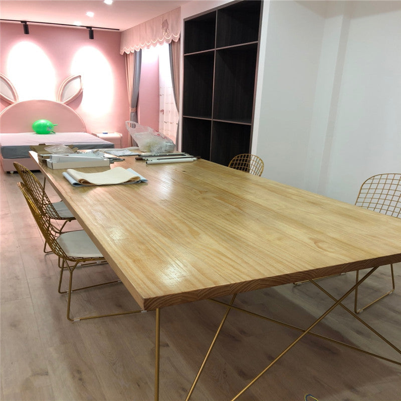 Table à manger en bois massif Jesse Table de conférence moderne et minimaliste en bois massif