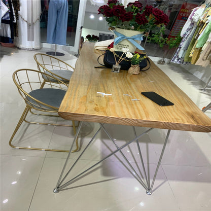 Table à manger en bois massif Jesse Table de conférence moderne et minimaliste en bois massif