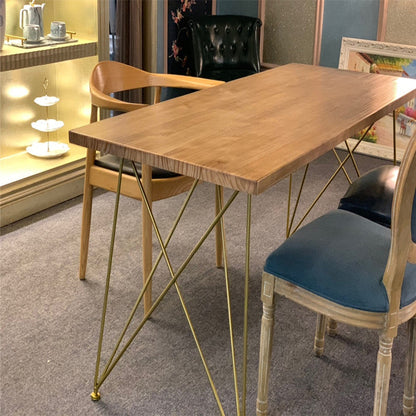 Table à manger en bois massif Jesse Table de conférence moderne et minimaliste en bois massif