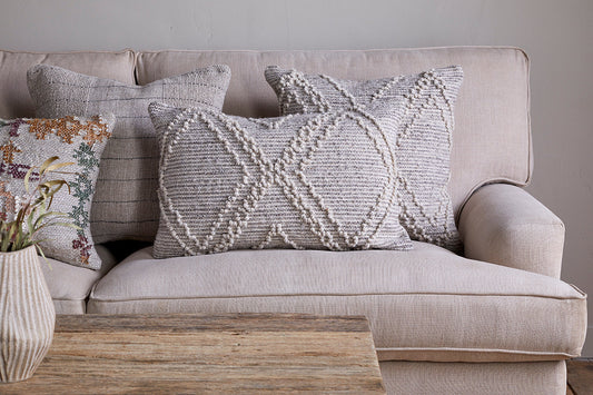 Housse de coussin Juliyet en coton et laine - Naturel