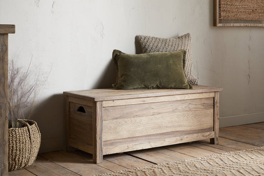 Banc de rangement Karadi en bois recyclé - Naturel