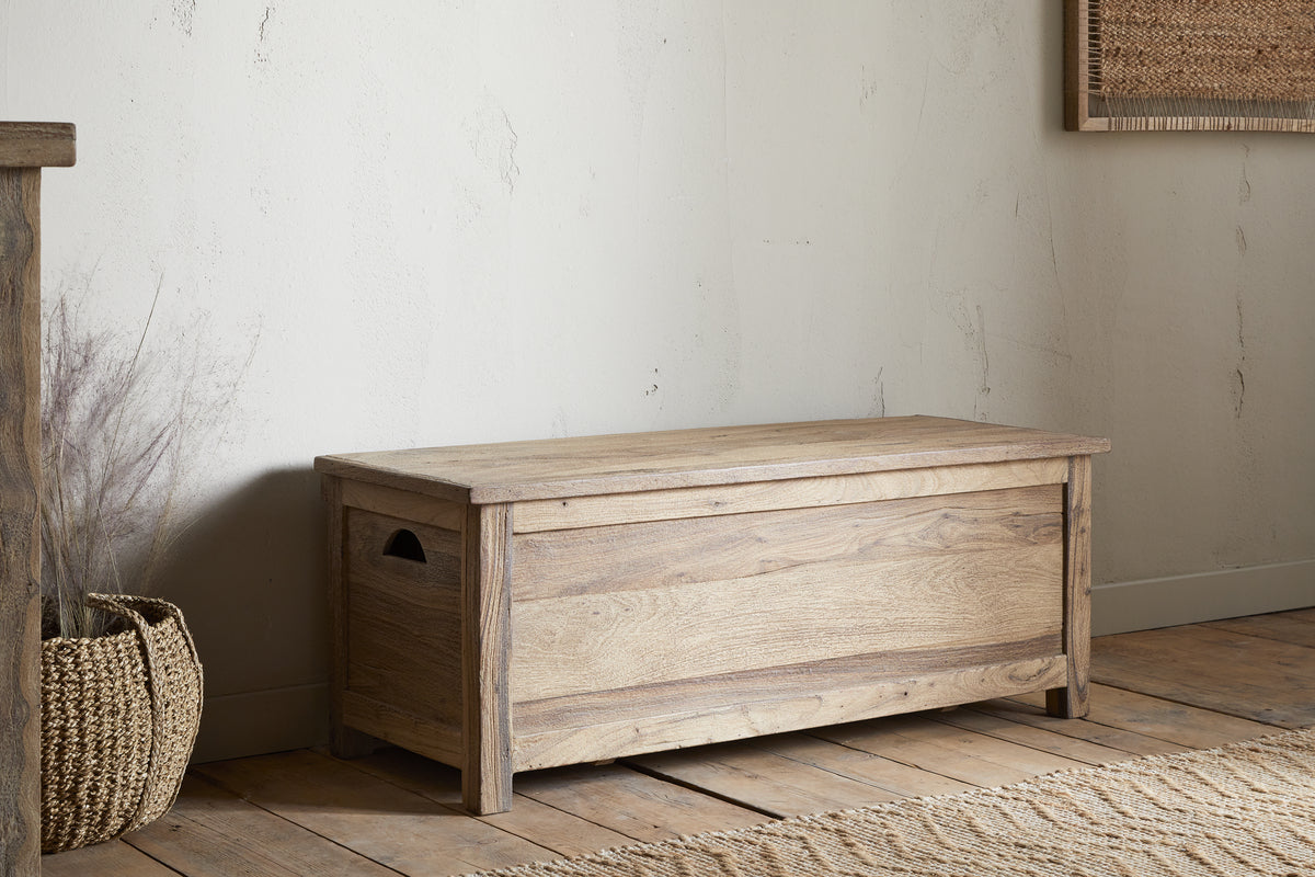 Banc de rangement Karadi en bois recyclé - Naturel