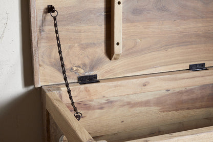 Banc de rangement Karadi en bois recyclé - Naturel