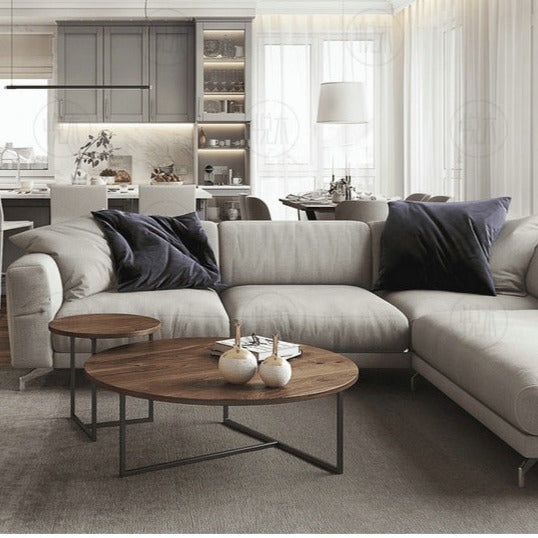 Table basse ronde nordique en bois massif KEHLANI RADISSON (4 couleurs, 2 tailles)