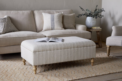 Pouf de rangement rembourré Kiana - Naturel