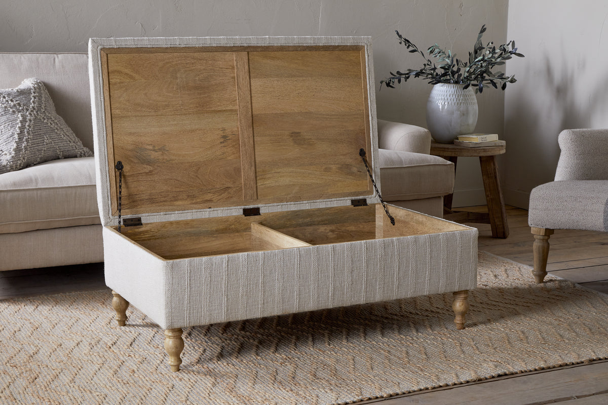 Pouf de rangement rembourré Kiana - Naturel