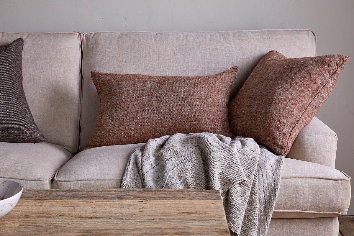 Housse de coussin en lin Kana - Rouille