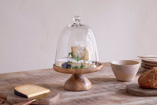 Présentoir à fromage en bois de manguier Kannati et verre - Transparent
