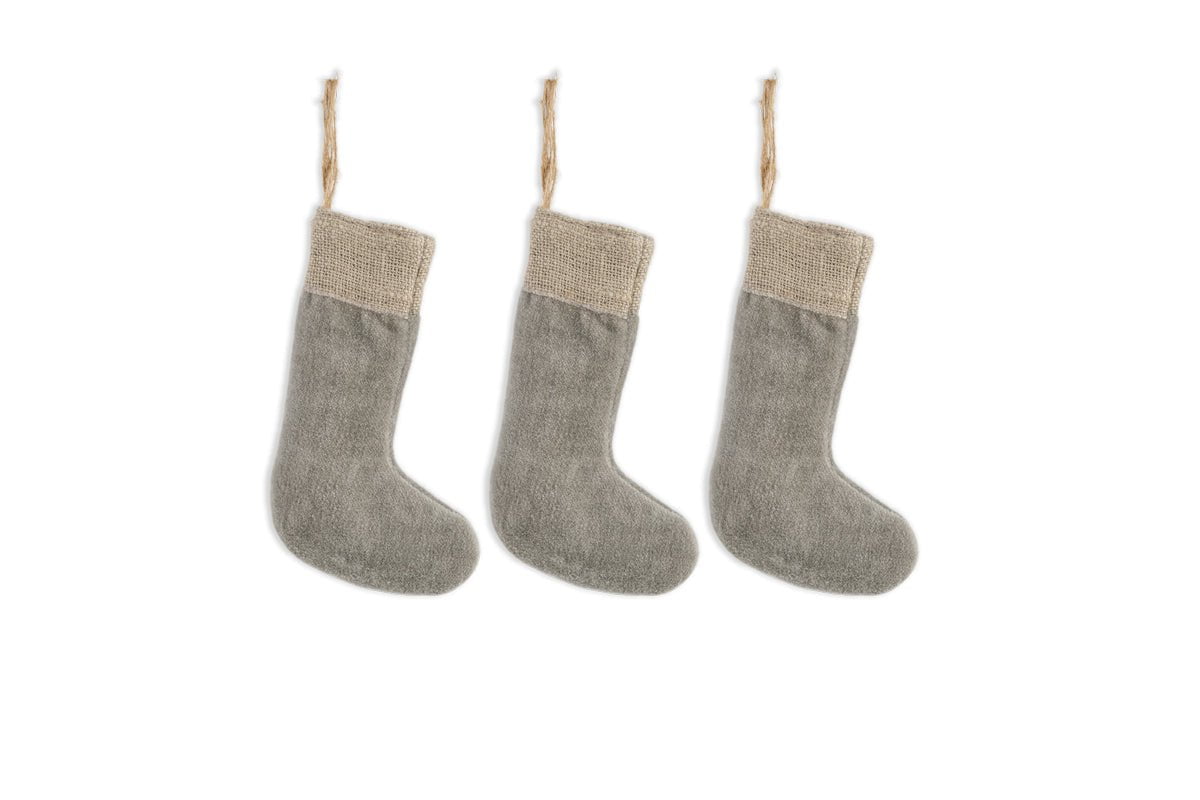 Mini bas en velours de coton Karru - Gris clair - (Ensemble de 3)