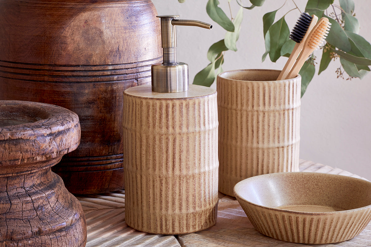 Pompe à savon en céramique Kiani - Crème