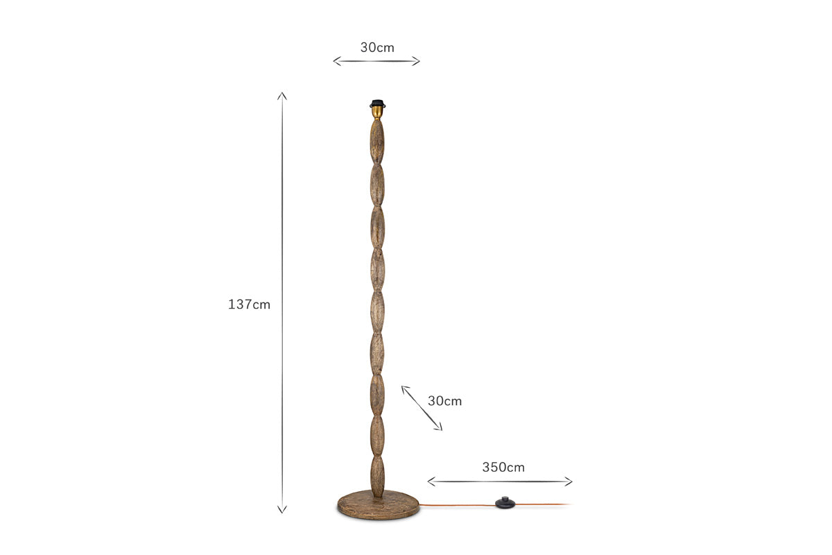 Lampadaire Konali en bois de manguier - Teinté frêne