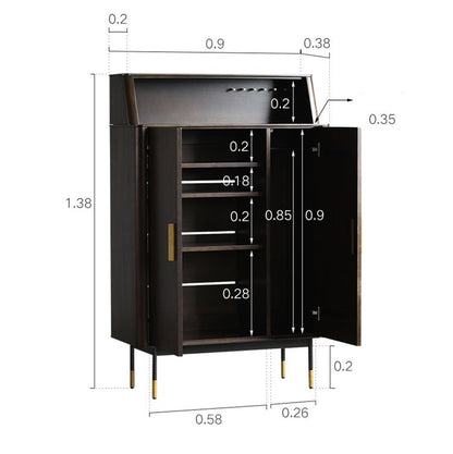 Buffet nordique en bois massif LAINEY Chicago HILTON, meuble à chaussures, porte-bouteilles et chiffons 