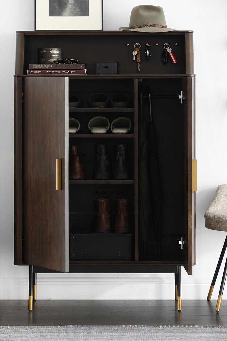 Buffet nordique en bois massif LAINEY Chicago HILTON, meuble à chaussures, porte-bouteilles et chiffons 