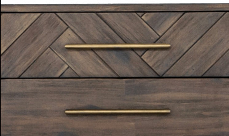 LEAH Chevet à chevrons en bois d'acacia massif Commode nordique