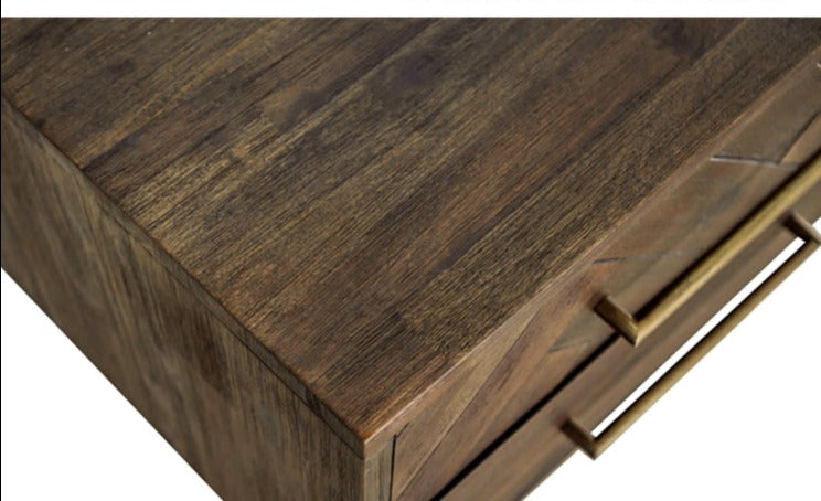 LEAH Chevet à chevrons en bois d'acacia massif Commode nordique