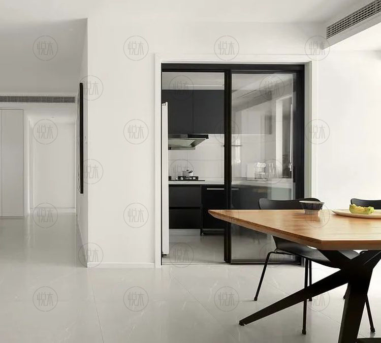 Table à manger scandinave nordique LINDSEY Radisson en bois massif, bord brut / bord droit