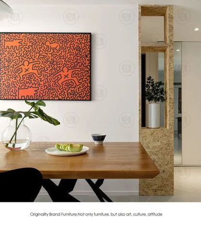 Table à manger scandinave nordique LINDSEY Radisson en bois massif, bord brut / bord droit