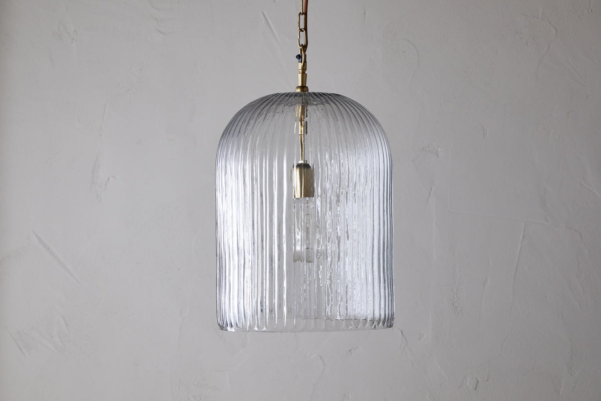 Suspension Lumina en verre recyclé cannelé - Transparent