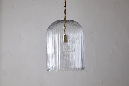 Suspension Lumina en verre recyclé cannelé - Transparent