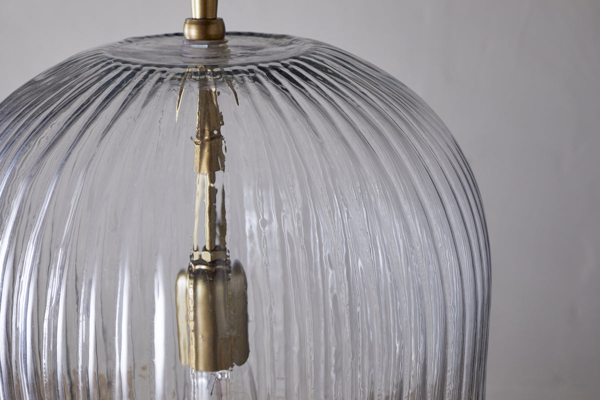 Suspension Lumina en verre recyclé cannelé - Transparent