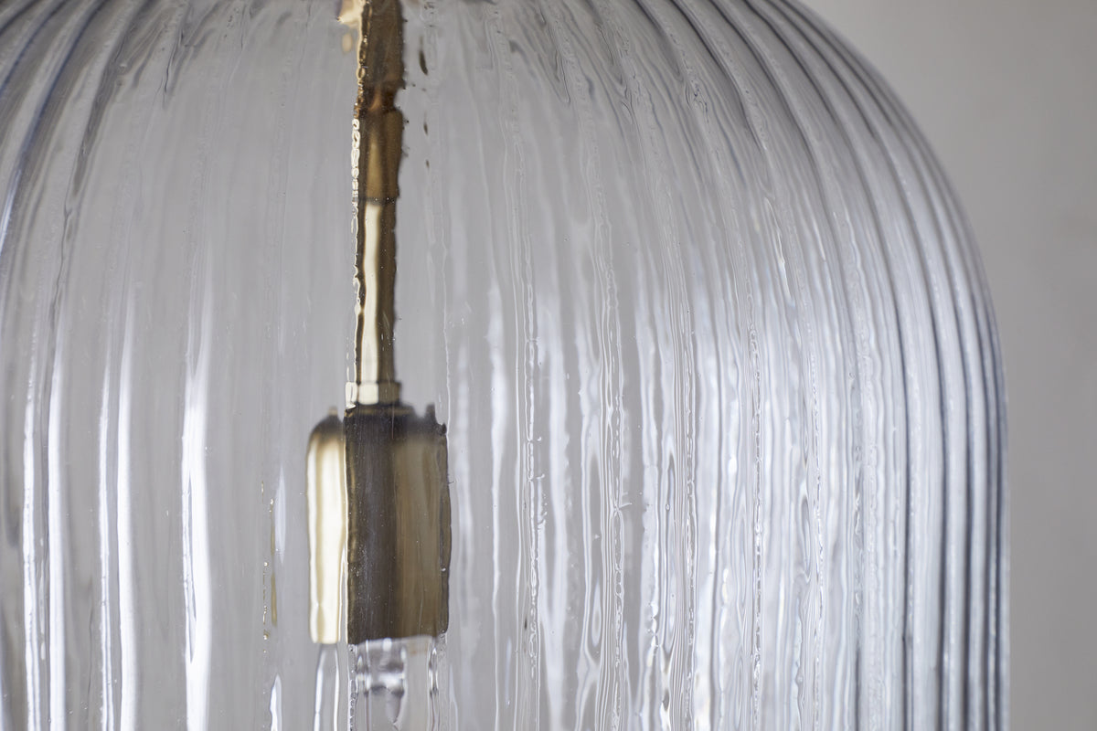 Suspension Lumina en verre recyclé cannelé - Transparent