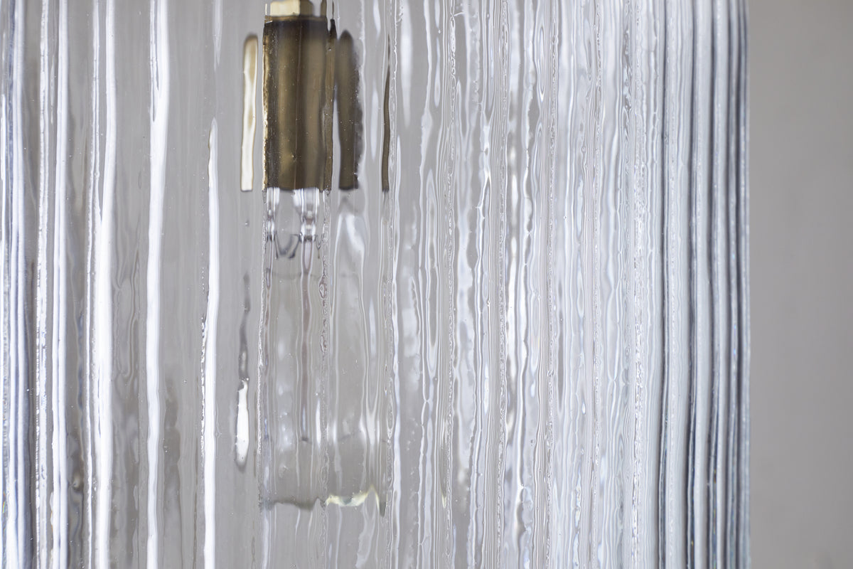 Suspension Lumina en verre recyclé cannelé - Transparent