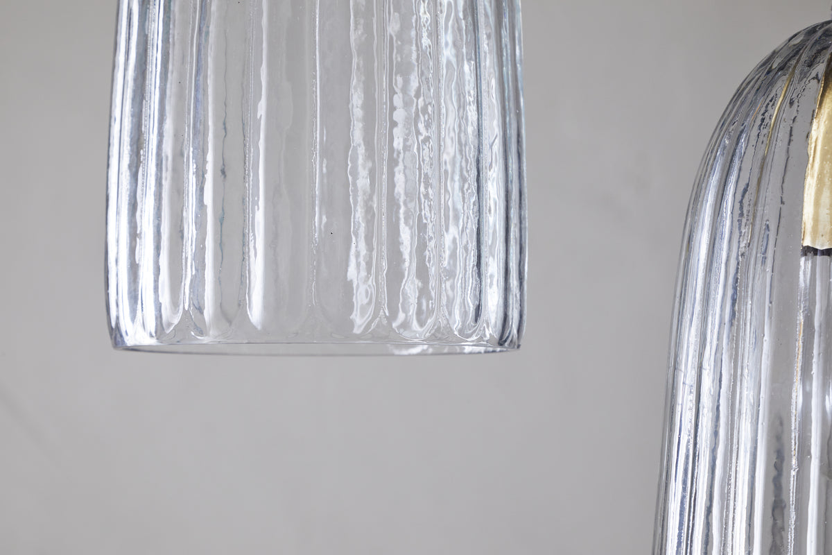 Luminaire en grappe de verre recyclé cannelé Lumina - Transparent
