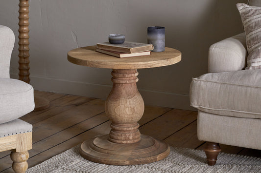 Table d'appoint ronde sculptée Laya - Naturel