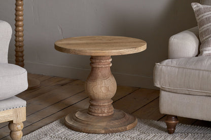 Table d'appoint ronde sculptée Laya - Naturel