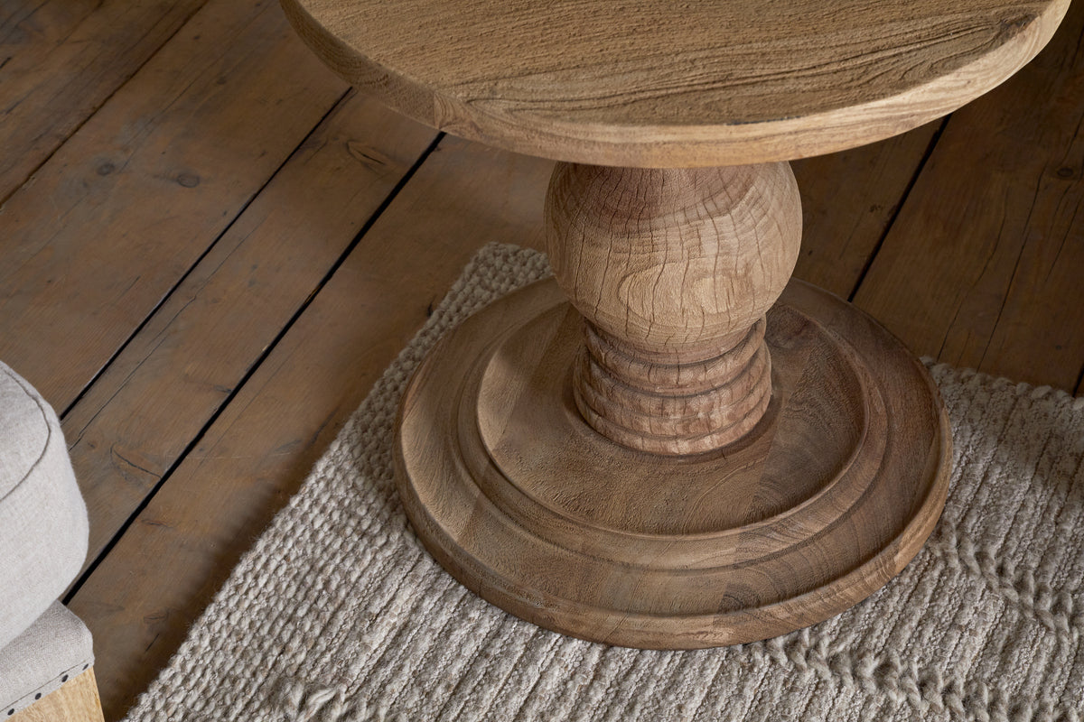 Table d'appoint ronde sculptée Laya - Naturel