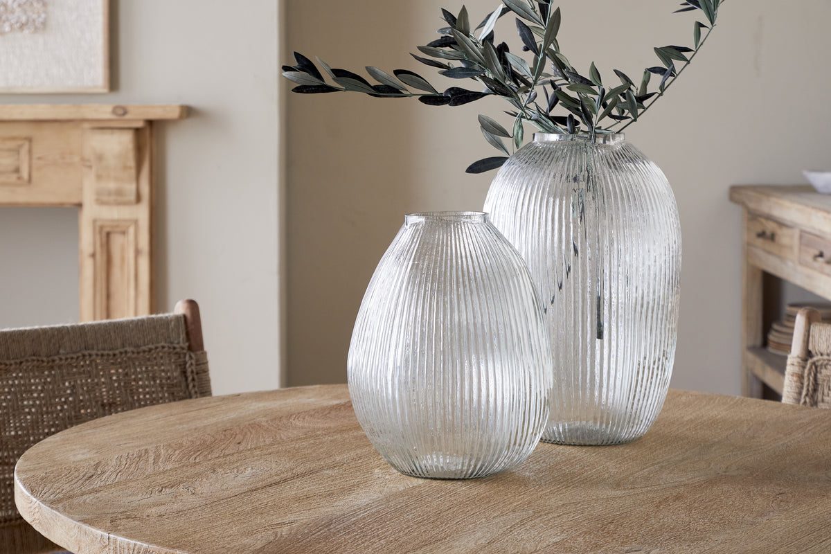 Vase en verre côtelé Linsy - Transparent
