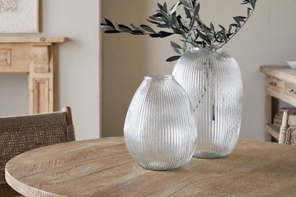 Vase en verre côtelé Linsy - Transparent