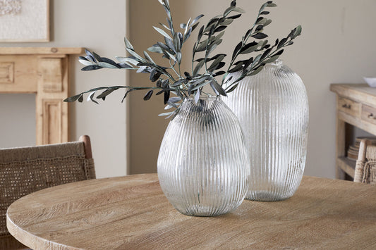 Vase en verre côtelé Linsy - Transparent