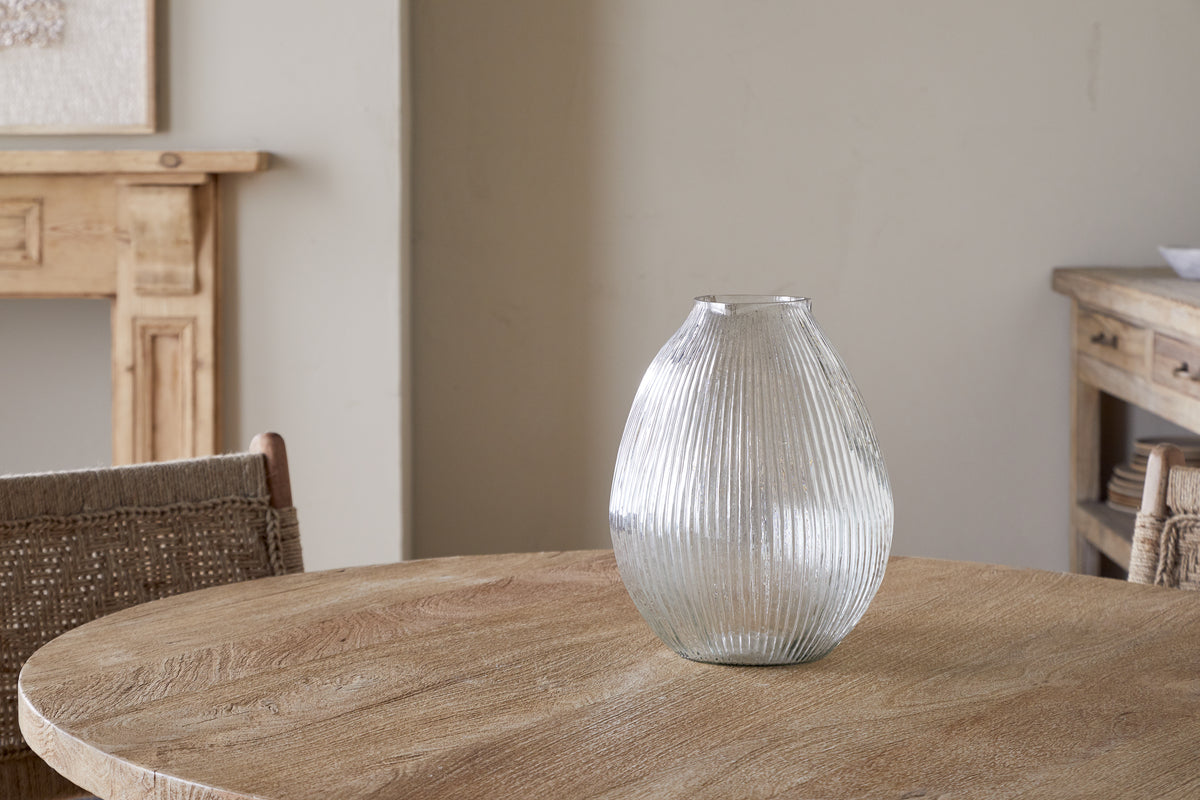 Vase en verre côtelé Linsy - Transparent