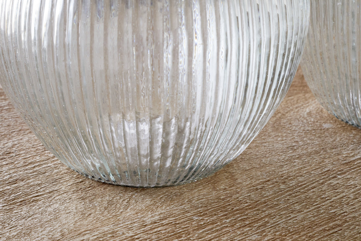 Vase en verre côtelé Linsy - Transparent