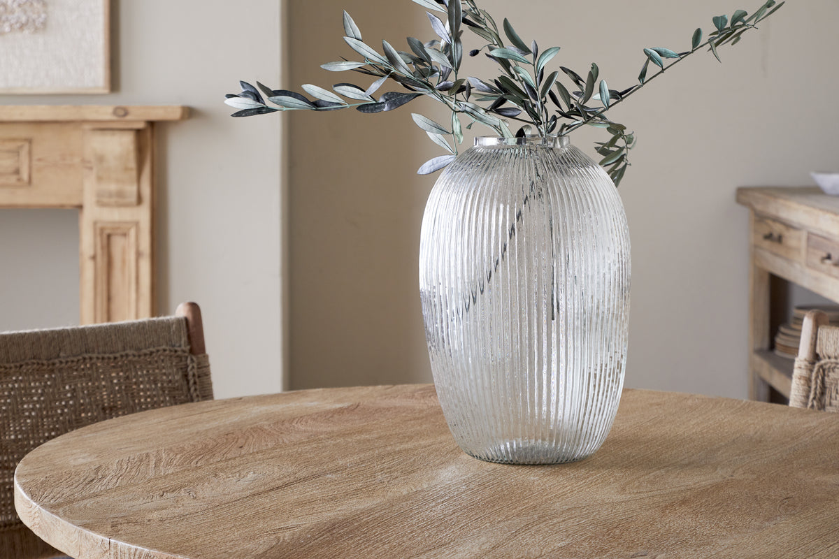 Vase en verre côtelé Linsy - Transparent