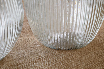 Vase en verre côtelé Linsy - Transparent