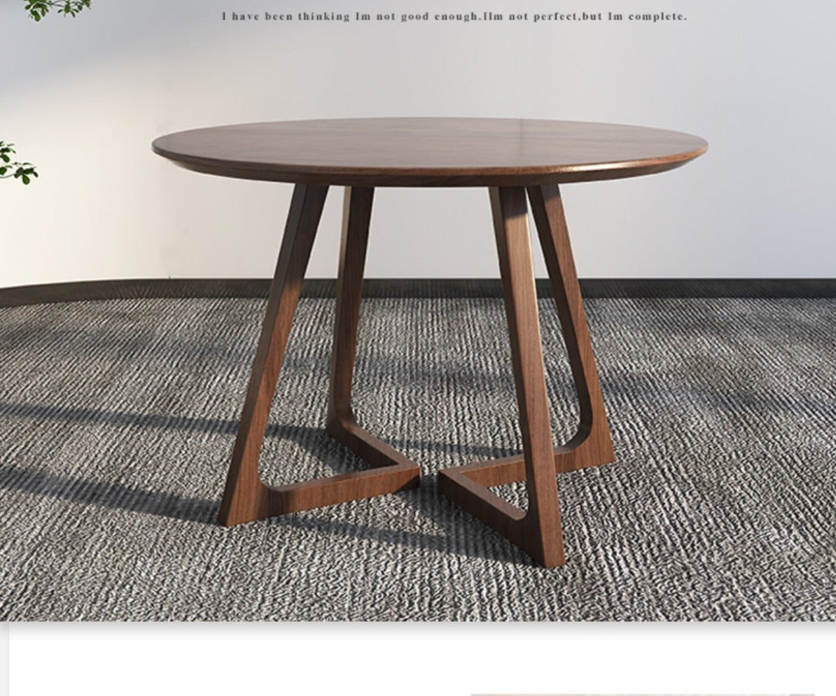 Chaise princesse LEILANI Hiroshima en bois massif, table de salle à manger ronde, option conférence (choix de 7 tailles)